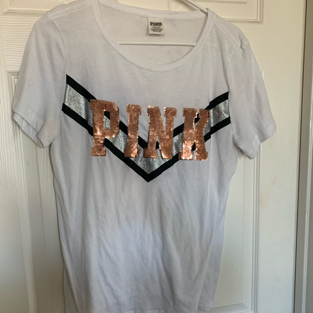 Sequins pink shirt. Rose gold